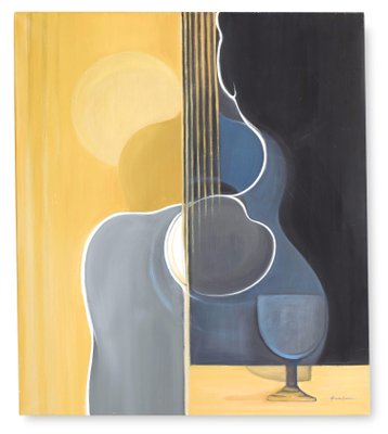 Mercedes Apararicio, Guitare et Figurine, 2018, Oil on Canvas-CHG-1075861