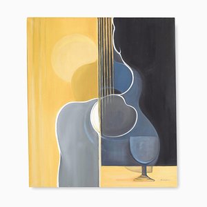 Mercedes Apararicio, Guitare et Figurine, 2018, Oil on Canvas-CHG-1075861