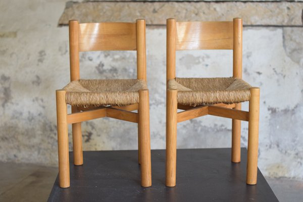 Meribel Chairs and Stool by Charlotte Perriand, 1960s, Set of 3-LA-1811438