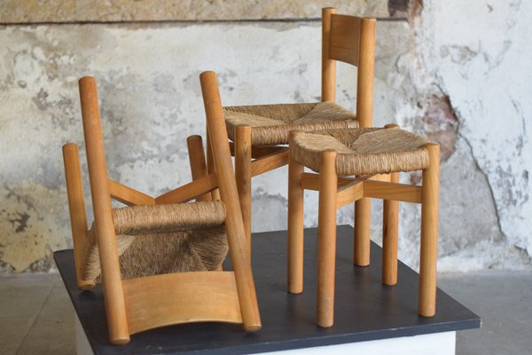 Meribel Chairs and Stool by Charlotte Perriand, 1960s, Set of 3-LA-1811438