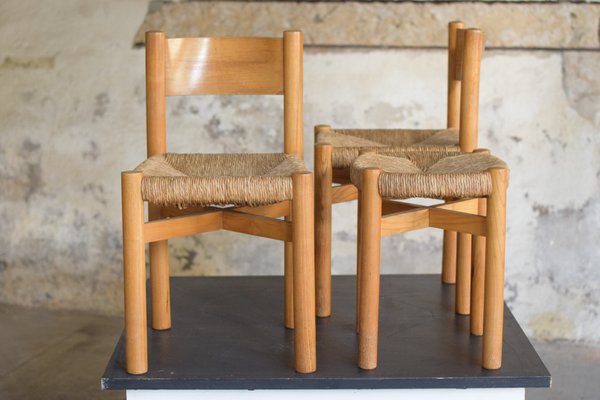 Meribel Chairs and Stool by Charlotte Perriand, 1960s, Set of 3-LA-1811438