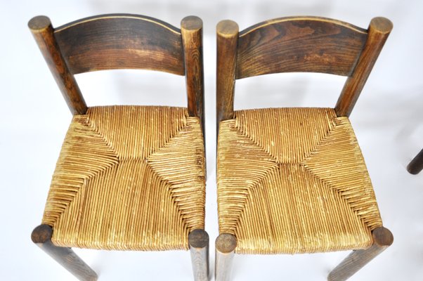 Meribel Chairs attributed to Charlotte Perriand for Steph Simon, 1950s, Set of 4-HFM-1807946