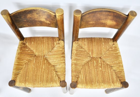 Meribel Chairs attributed to Charlotte Perriand for Steph Simon, 1950s, Set of 4-HFM-1807946