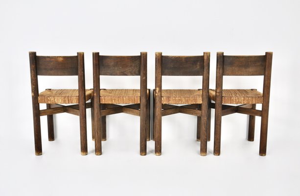 Meribel Chairs attributed to Charlotte Perriand for Steph Simon, 1950s, Set of 4-HFM-1807946