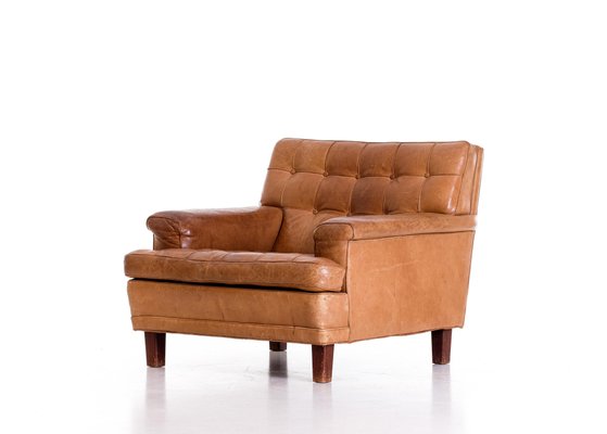 Merkur Easy Chair in Buffalo Leather by Arne Norell, 1960s-QU-1706893