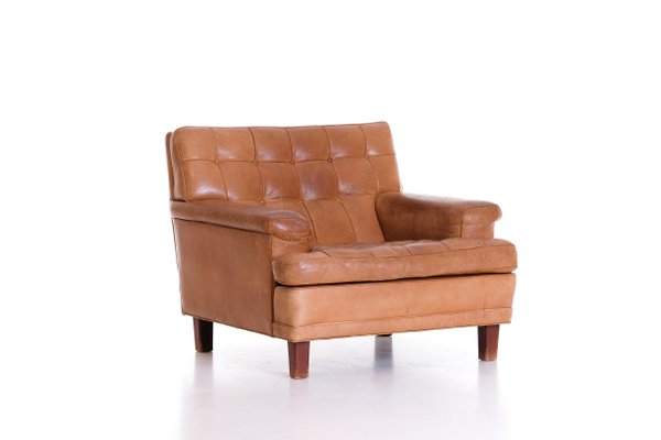 Merkur Easy Chair in Buffalo Leather by Arne Norell, 1960s-QU-1706893