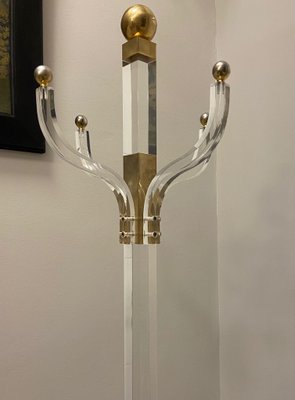 Metacrylate & Golden Brass Coat Rack, 1970s-NUC-1438667