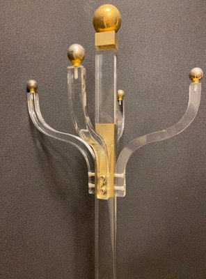 Metacrylate & Golden Brass Coat Rack, 1970s-NUC-1438667