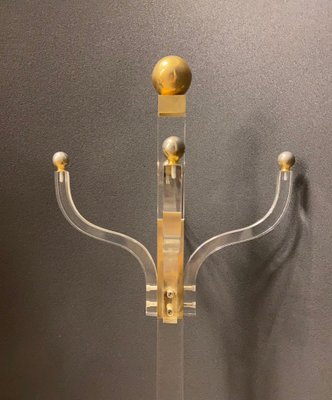 Metacrylate & Golden Brass Coat Rack, 1970s-NUC-1438667