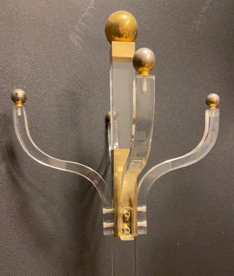 Metacrylate & Golden Brass Coat Rack, 1970s-NUC-1438667