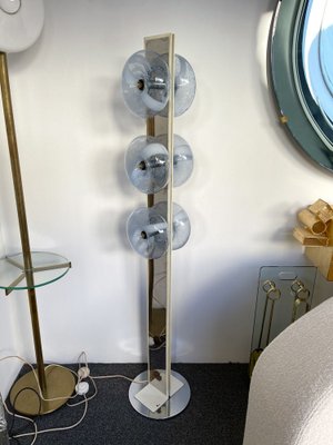 Metal and Blue Murano Glass Floor Lamp from Mazzega, Italy, 1970s-FUE-1067733