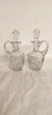 Metal and Carved Glass Vinegar Set, France, 1950s, Set of 3-RGF-1415233