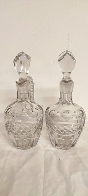 Metal and Carved Glass Vinegar Set, France, 1950s, Set of 3-RGF-1415233