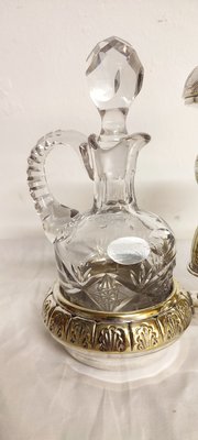 Metal and Carved Glass Vinegar Set, France, 1950s, Set of 3-RGF-1415233