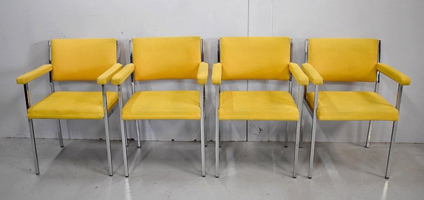 Metal and Chrome Armchairs, 1970s, Set of 4-RVK-858456