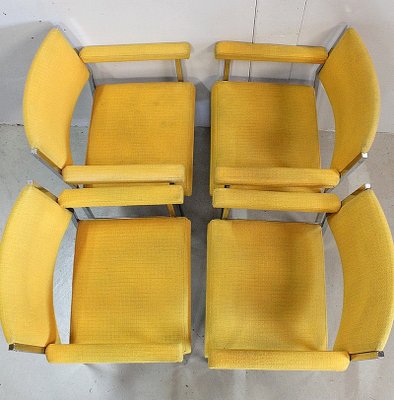 Metal and Chrome Armchairs, 1970s, Set of 4-RVK-858456