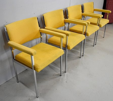 Metal and Chrome Armchairs, 1970s, Set of 4-RVK-858456