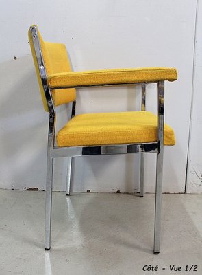 Metal and Chrome Armchairs, 1970s, Set of 4-RVK-858456