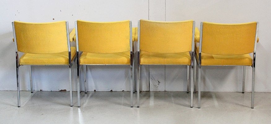 Metal and Chrome Armchairs, 1970s, Set of 4-RVK-858456