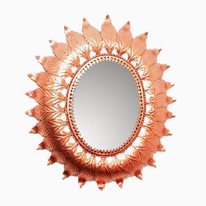 Metal and Copper Sunburst Mirror, 1960s-RGF-581357