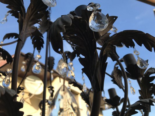 Metal and Crystal Chandelier, 1970s-WQQ-1442152