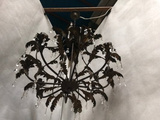 Metal and Crystal Chandelier, 1970s-WQQ-1442152