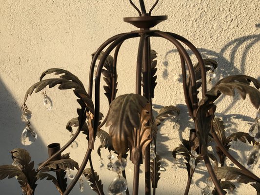 Metal and Crystal Chandelier, 1970s-WQQ-1442152