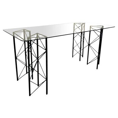 Metal and Glass Desk, Italy, 1970s-YUW-1287076