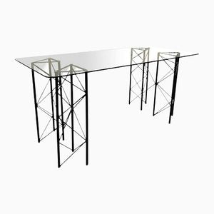 Metal and Glass Desk, Italy, 1970s-YUW-1287076