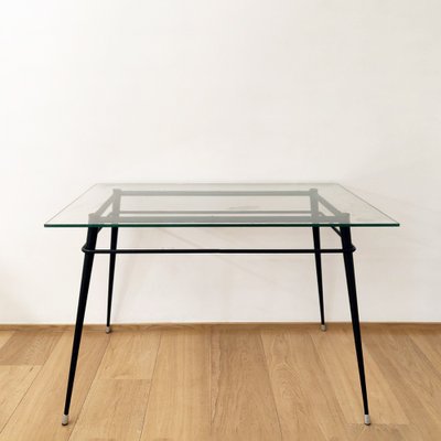 Metal and Glass Dining Table, 1970s-CQZ-681728