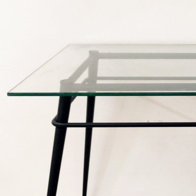 Metal and Glass Dining Table, 1970s-CQZ-681728