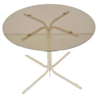 Metal and Glass Round Dining Table, 1970s-TZ-1454062