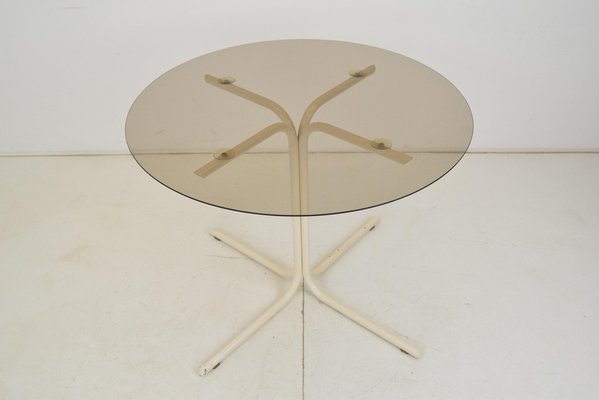 Metal and Glass Round Dining Table, 1970s-TZ-1454062