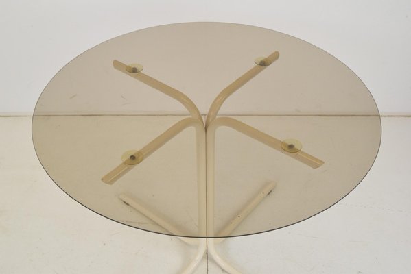 Metal and Glass Round Dining Table, 1970s-TZ-1454062