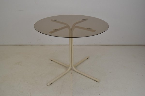 Metal and Glass Round Dining Table, 1970s-TZ-1454062