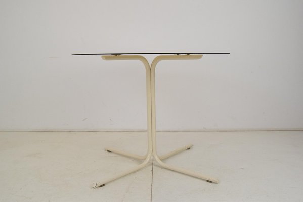 Metal and Glass Round Dining Table, 1970s-TZ-1454062