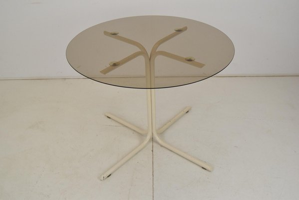 Metal and Glass Round Dining Table, 1970s-TZ-1454062