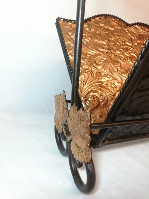 Metal and Gold Leaf Magazine Rack, 1970s-RGF-672213