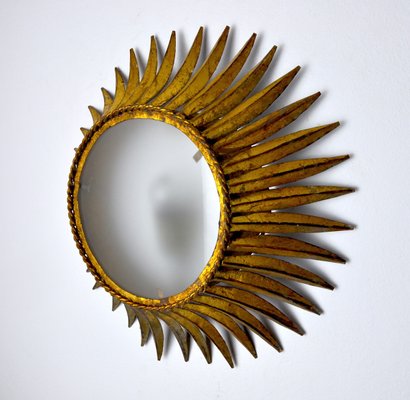 Metal and Gold Leaf Sun Wall Lamp from Ferro Arte, Spain, 1960s-EJE-1373505