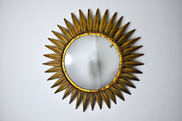 Metal and Gold Leaf Sun Wall Lamp from Ferro Arte, Spain, 1960s-EJE-1373505