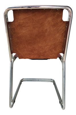 Metal and Leather Chairs in the style of Pascal Mourgue, 1970s, Set of 4-FIP-1769081