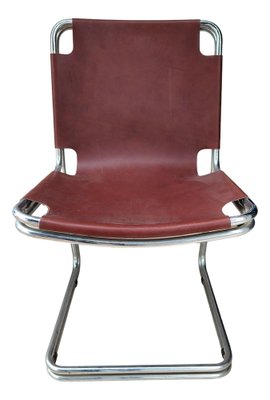 Metal and Leather Chairs in the style of Pascal Mourgue, 1970s, Set of 4-FIP-1769081