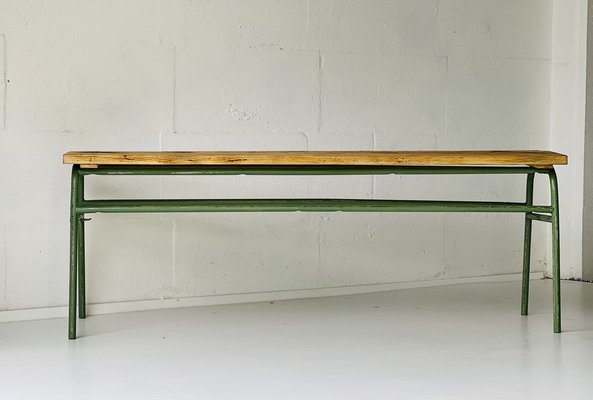 Metal and Pine Bench, 1970s-ALG-1354679