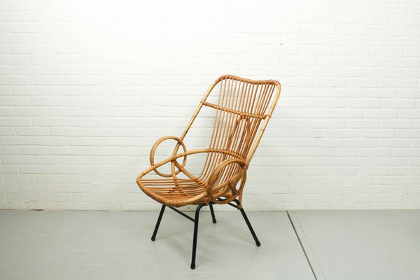 Metal and Rattan Terrace or Lounge Chair from Rohé Noordwolde, 1960s-ZA-1122263