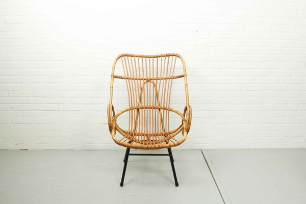 Metal and Rattan Terrace or Lounge Chair from Rohé Noordwolde, 1960s-ZA-1122263