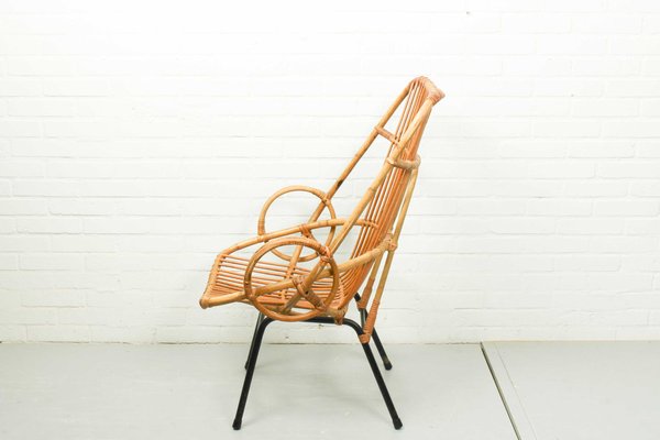 Metal and Rattan Terrace or Lounge Chair from Rohé Noordwolde, 1960s-ZA-1122263