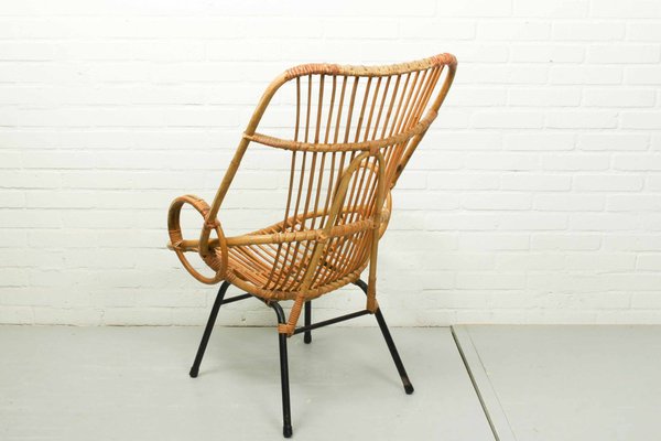 Metal and Rattan Terrace or Lounge Chair from Rohé Noordwolde, 1960s-ZA-1122263