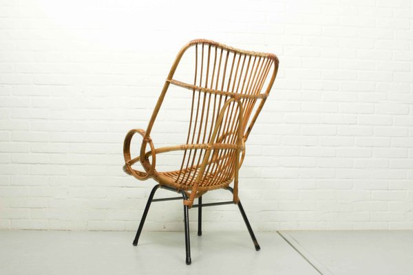 Metal and Rattan Terrace or Lounge Chair from Rohé Noordwolde, 1960s-ZA-1122263