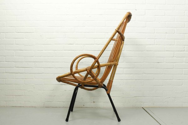 Metal and Rattan Terrace or Lounge Chair from Rohé Noordwolde, 1960s-ZA-1122263