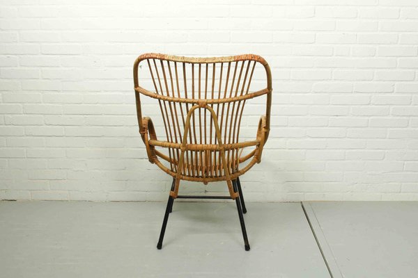 Metal and Rattan Terrace or Lounge Chair from Rohé Noordwolde, 1960s-ZA-1122263